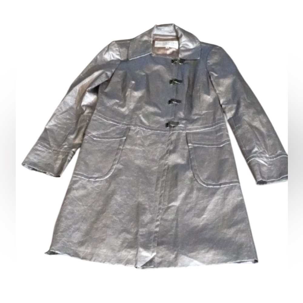 Y2K TRINA TURK Rare Stunning Women’s SZ 10 Irridescent 1990’s Gray Silver Coat